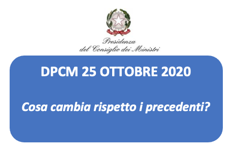 DPCM 25 Ottobre 2020 – Cosa cambia dai precedenti dpcm?